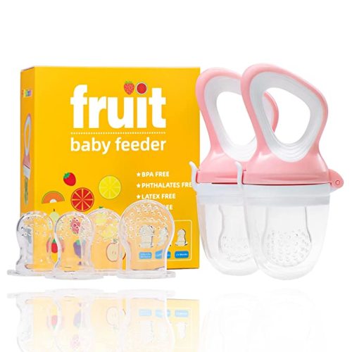 Baby Food Fruit Feeder Pacifier Teething Toys Teether (2Pcak) - Relief Teething Includes All The Sizes Pouches Food Feeder Pacifier 6 Different Silicone Nipple