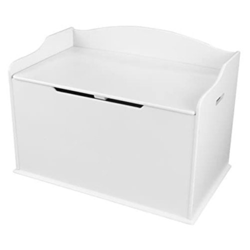 KidKraft Austin Toy Box, White - Austin Toy Box + Cushion White/Pink Dots