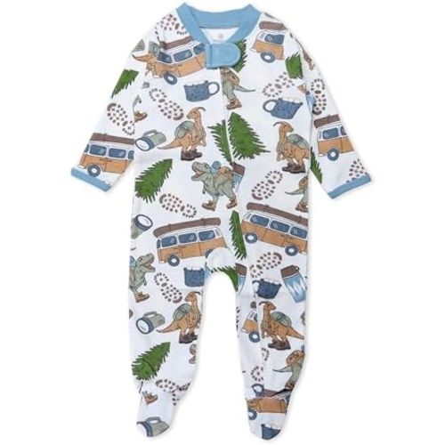 HonestBaby Sleep & Play Footed One-piece Pajama Sleeper 100% Organic Cotton, Baby Boys