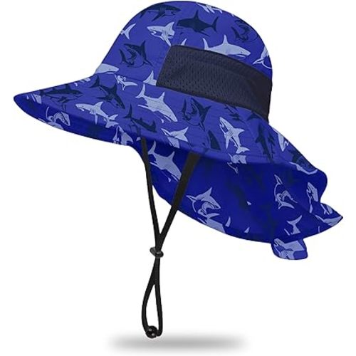 Toddler Baby Sun Hat Kids Summer UPF 50+ for Boys Girls Adjustable Beach Hats with Bucket Wide Brim Age 1-7 Years