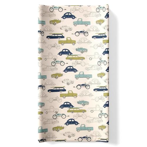 Cotton Baby Diaper Changing Pad Cover Cars Trucks Motorcycles Racing Automobiles Boys Girls Nursery Blue and Green
