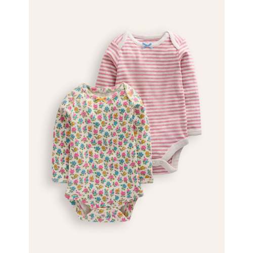 Twin Pack Pointelle Bodies-Almond Pink/Ivory