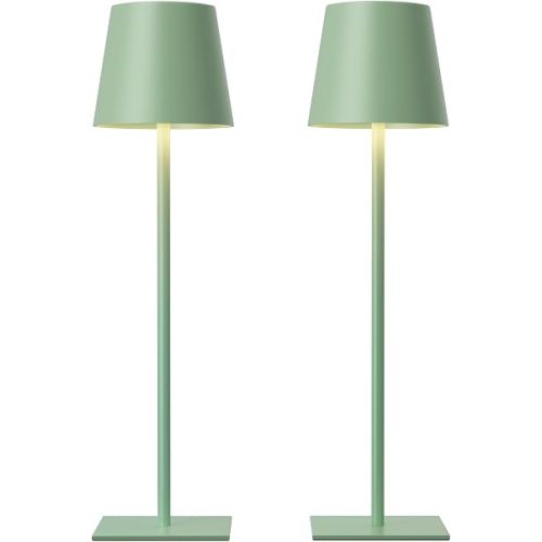 Kakanuo Green Cordless Rechargeable Table Lamp, 2 Pack Portable Desk Lamp with 5000mAh Battery, Touch Control Stepless Dimming, Wireless Night Light for Dining, Outdoor Camping