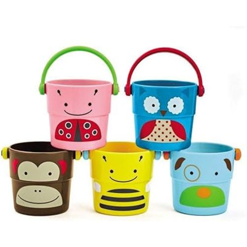 Skip Hop Baby Bath Toy, Zoo Stack & Pour Buckets