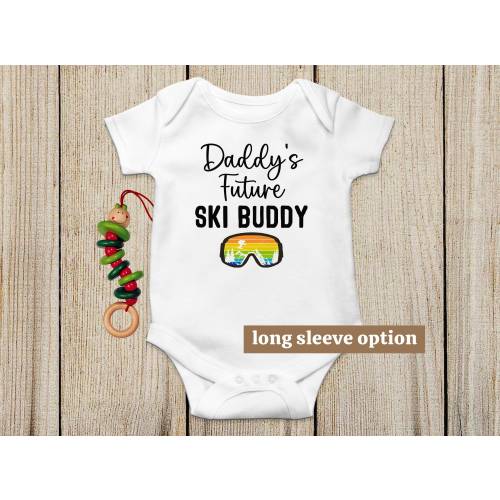 Ski Baby Bodysuit, Daddy&#39;s Future Ski Buddy, Skiing Baby Clothes, Funny Baby Clothes, Cute Baby Outfit, Newborn Outfit, Baby Announcement