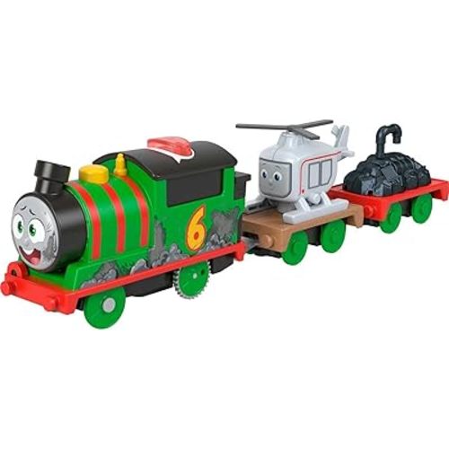 Thomas & Friends Motorized Toy Train Talking Percy Engine with Sounds Phrases & Harold Helicopter for Preschool Pretend Play Kids Ages 3+ Years