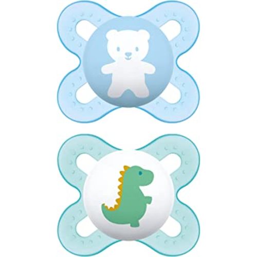 MAM Original Start Newborn Baby Pacifier, Best Pacifier for Breastfed Babies, Sterilizer Case, 0-3 Months, Boy, 2 Count (Pack of 1)