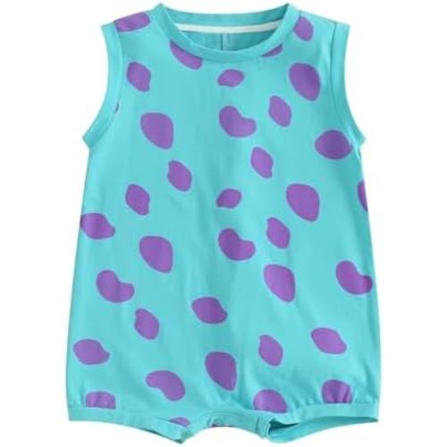 Baby Cute Cartoon Animal Onesie Baby Boys Girls Sleeveless Round Neck Romper One-Piece Shorts Jumpsuit