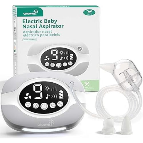 GROWNSY Electric Nose Suction for Baby, Hospital-Grade Nasal Aspirator with Night Light,Soothing Lullabies, Baby Nose Sucker with 9 Adjustable Suction Levels