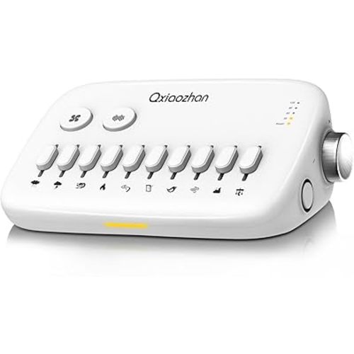 White Noise Sound Machine for Sleep with Slider Rail Button for DIY, Rechargeable & Adjustable Volume Sound Machine with 30 Soothing Sounds & Timers for Travel,Insomnia,Adults (Sleek White)