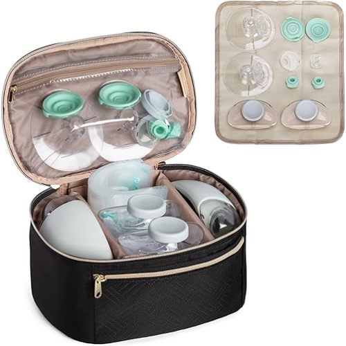 Fasrom Wearable Breast Pump Bag Compatible with Elvie Pumps and Medela Pump in Style, Portable Carrying Case with Waterproof Mat for Working Moms Travel, Black (Bag Only, Patent Pending)