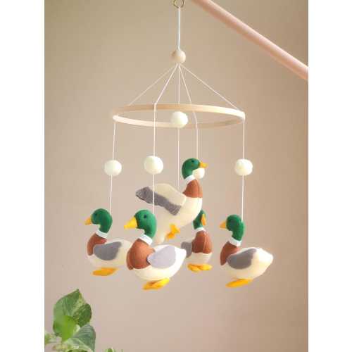 Mallard Duck Mobile For Crib: Handmade Felt Nursery Decor