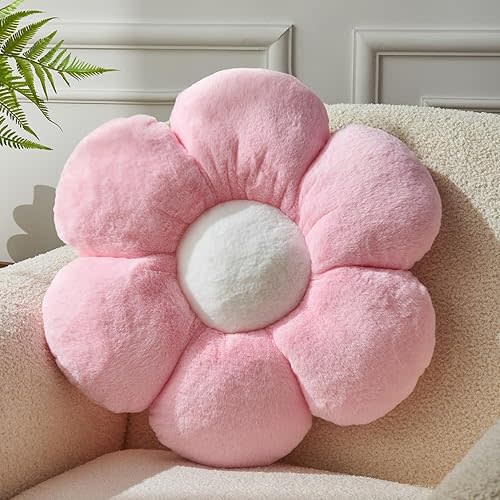 Pink Flower Pillow，Flower Shaped Throw Pillow 15.7In Daisy Pillow Cushion Cute Flower Seating Cushion Home Decorative Pillows for Sofa Couch Bed