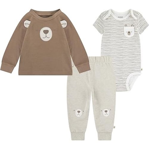 HUGGIES Baby Bodysuit, Long Sleeve Top and Pants 3-piece Outfit Set
