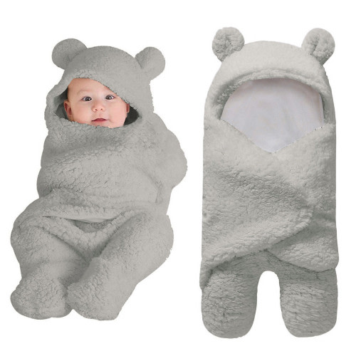 Facrlt Newborn Baby Cotton Receiving Sleeping Blanket, Unisex Velcro Wrap Swaddle, White, Winter Warm