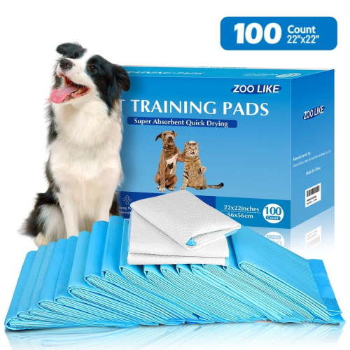 Zoolike L Puppy Pads Dog Training Pads, Disposable Dog Pee Pads,22"x 22", 100 COUNT