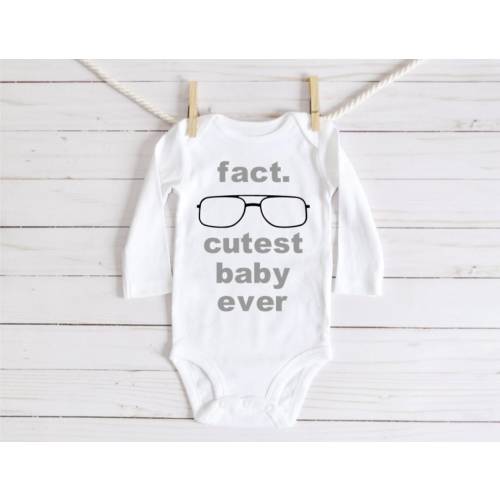 Dwight Schrute glasses baby outfit - boy girl bodysuit pants - The Office - Fact Cutest Baby Ever - baby shower - Michael Scott - neutral