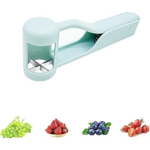 Grape Cutter for Toddlers 1-3, Blueberry, Cherry Tomatoes, and Strawberry Slicer with Semi-Circular Design, Ergonomic Long Handle, BPA-Free Fruit Slicer for Kids