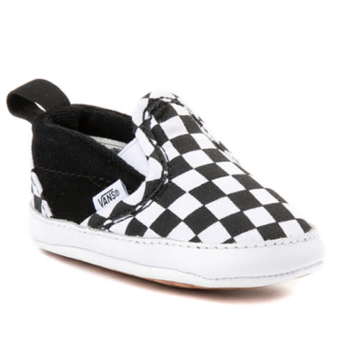 Vans Slip-On V Checkerboard Crib Shoe - Baby - Black / White | Journeys