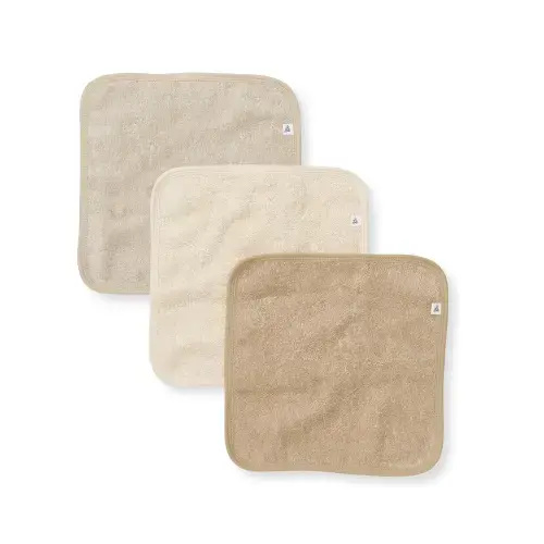 Organic Cotton Woven Terry Solid Washcloths 3 Pack - Oat