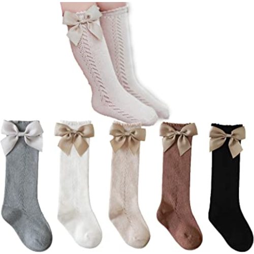 Baby Girls knee high socks Toddler Bow Mesh Breathable Dress Socks Kids Cotton Tube Uniform Stockings