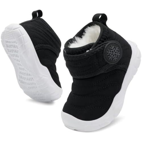 BARERUN Barefoot Baby Boys Girls Boots Warm Winter House Shoes for Toddler Girls Boys Waterproof Fleece Kids Snow Boots Faux Fur Infant Booties Walking Shoes for Indoor Outdoor