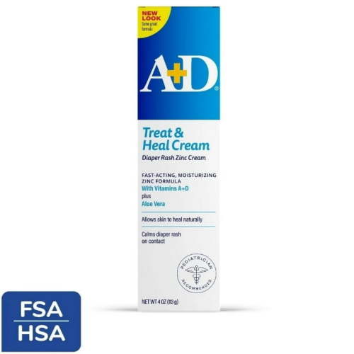 A+D Medicated Diaper Rash Cream with Zinc Oxide, Prevents & Soothes, 4oz