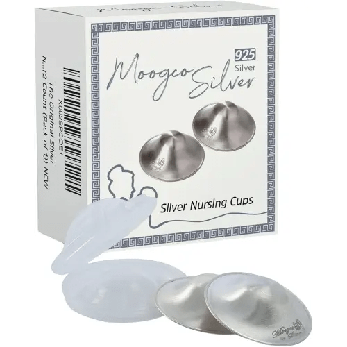 Moogco The Original Silver Nursing Cups - Nipple Shields for Nursing Newborn - Breastfeeding Essentials - Newborn Essentials Must Haves - Nipple Covers Breastfeeding - 925 Silver