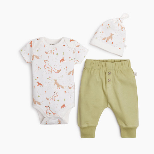Tiny Kind 3 Piece Organic Outfit Set - Baby Fox, 0-3 M