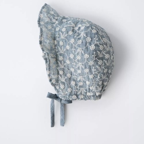 SWISS EMBROIDERY BONNET - Blue marl | ZARA United States
