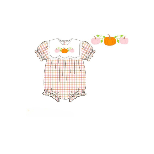 Pre-Order Embroidered Plaid Pumpkin Bubble