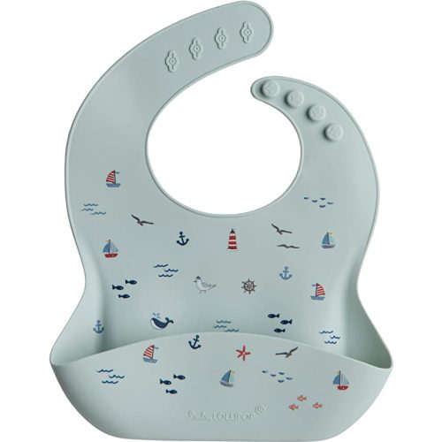 Loulou Lollipop Soft, Waterproof Silicone Feeding Bib for Babies and Toddlers - Set Sail