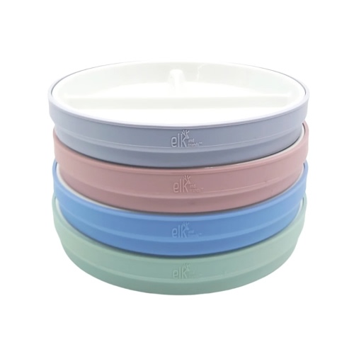 6.7"/16cm Porcelain White Divided Plates with Silicone Sleeves