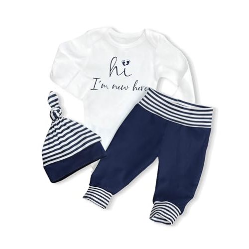 AGAPENG Baby Boy Clothes Newborn Boy Outfits Infant Letter Print Romper Long Pants Hat 3PCS Baby Boy's Clothing