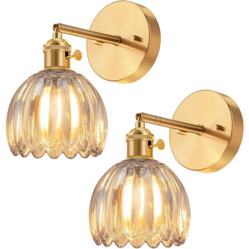 Battery Operated Wall Sconce Set of 2, Amber Wireless Rechargeable Wall Lights with 5200mAh Detachable Bulbs and Remote, 9 Colors Sconces Wall Decor for Bedroom Living Room Hallway