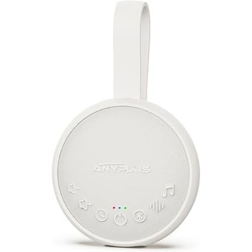 White Noise Machine for Sleeping Adults & Baby, Portable Sound Machine with 24 Soothing Sounds, Bluetooth 5.1, Battery Powered, 3 Timer Settings, Memory Function for Home, Office, Travel (White)