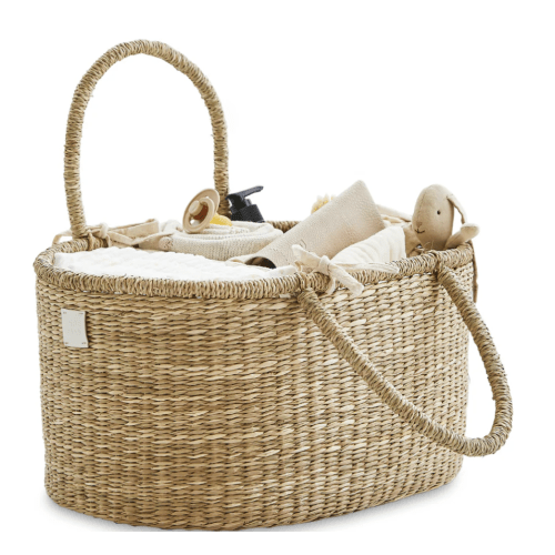 Baby Diaper Caddy Organizer "ROSA" Handmade & Natural by BEBE BASK® – BEBE BASK