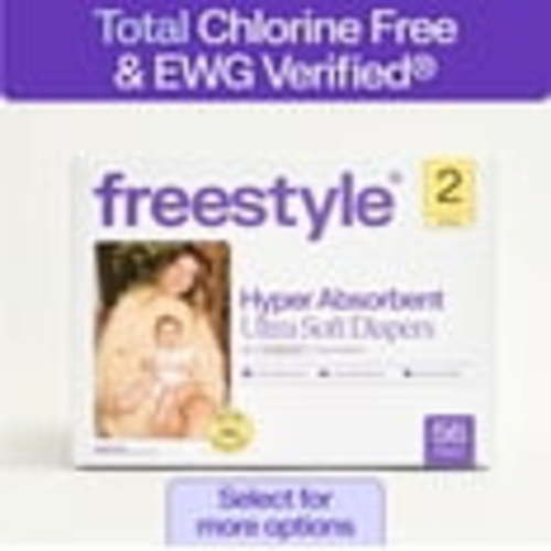 Freestyle Hyper Absorbent Ultra Soft Baby Diapers, Size 2, 56 Count (Select for More)