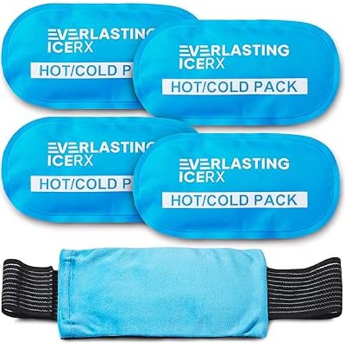 Reusable Hot and Cold Gel Ice Pack Wrap (4 Pack) for Injuries Adjustable, Flexible Therapy for Knee, Back, Shoulder, Arm, Leg Pain Relief