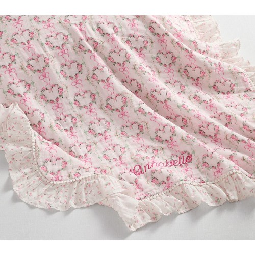 LoveShackFancy Floral Heart Oversized Organic Muslin Baby Blanket