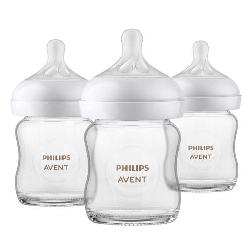 Philips Avent Glass Natural Baby Bottle With Natural Response Nipple, 3x4oz Bottles, SCY910/03 - Walmart.ca