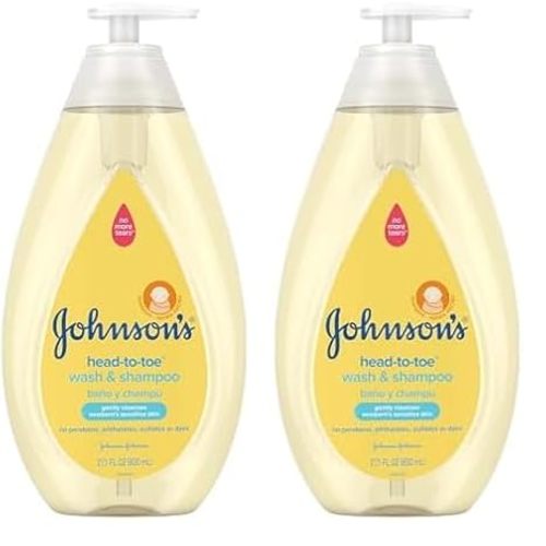 Johnson's Head-to-Toe Gentle Tear-Free Baby & Newborn Wash & Shampoo, Sulfate-, Paraben- Phthalate- & Dye-Free, Hypoallergenic Wash for Sensitive Skin & Hair, 27.1 fl. Oz (Pack of 2)