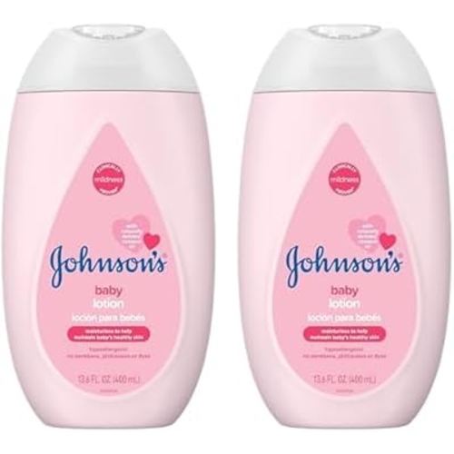Johnson's Baby Moisturizing Mild Pink Baby Lotion with Coconut Oil for Delicate Baby Skin, Paraben-, Phthalate- & Dye-Free, Hypoallergenic & Dermatologist-Tested, Baby Skin Care, 13.6 Fl. Oz