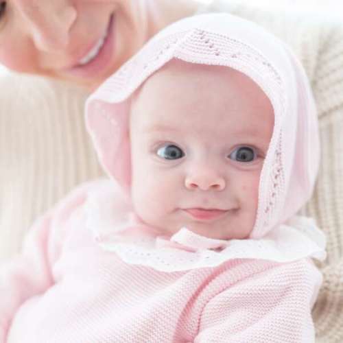 Knit Baby Bonnet, Pink - Nanos | Maisonette