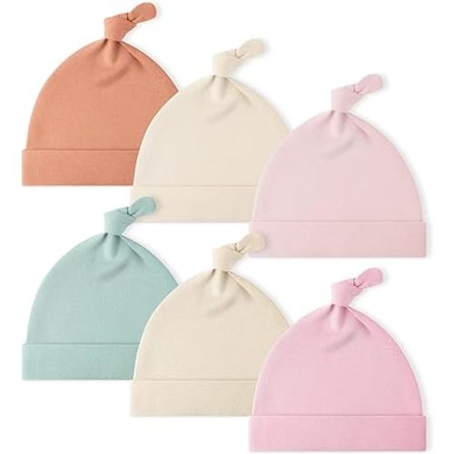Yoofoss Baby Hats 0-6 Months 100% Cotton Knot Newborn Hats for Boys Girls Beanie Set Soft Infant Beanie Caps 6 Pack
