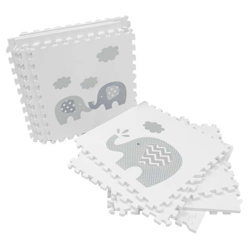 Elephant Print Playmat Set, Grey, 16 Piece