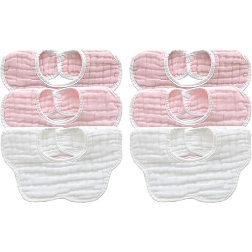 MUKIN Baby Drooling Towel, Snap Bibs, Muslin Bibs, 6 Pack, Adjustable, Soft Cotton
