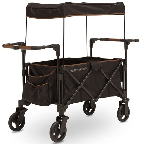 Delta Children Hercules Adventure Stroller Wagon for 2 Kids, All-Terrain, Big Seater, Toddler Sit, Compact Fold, Black