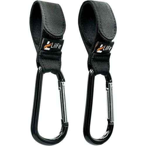 2 Pcs Black Baby Stroller Hooks for Hanging | Multipurpose Stroller Straps with Durable and Stylish Stroller Clips for Diaper Bags | The Perfect Mummy Hook for Pram, Wheelchair, Shopping and Pet Carts