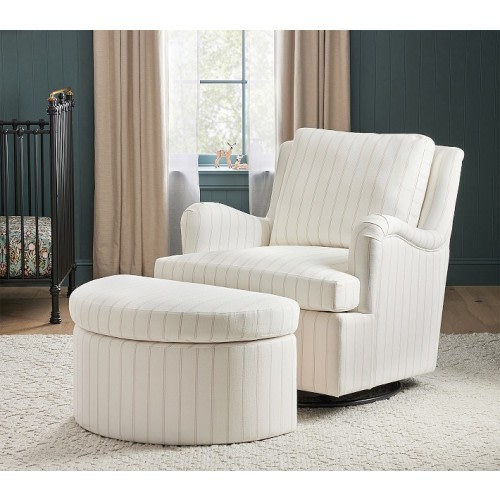 Chris Loves Julia Swivel Glider- Natural Performance Double Stripe